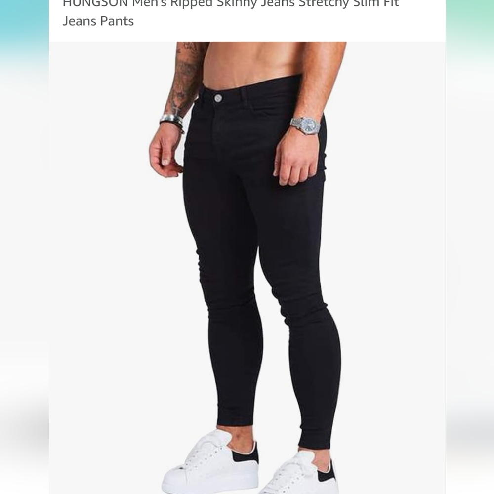 Mens skinny slim fit jeans dress pants